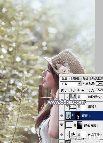 Photoshop将给外景美女图片调制出梦幻的中性淡冷色24