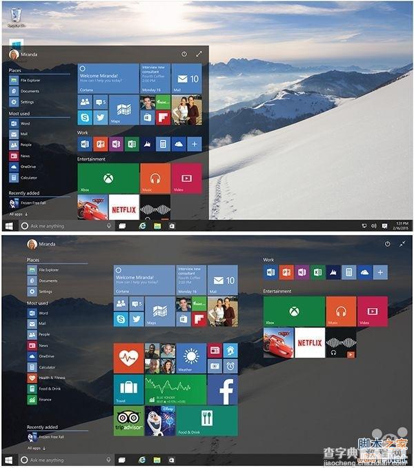 这样的win10 build 9926开始菜单和开始屏幕 喜欢不？2