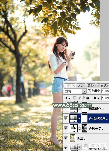 Photoshop打造甜美的秋季暖褐色外景人物图片15