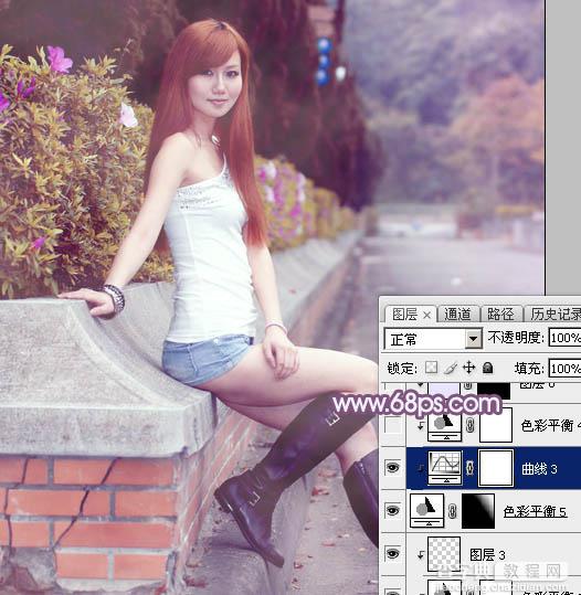 Photoshop调出甜美的秋季蓝紫色外景美女图片29