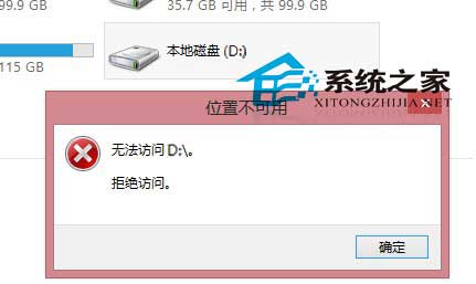 Win8磁盘修复后拒绝访问提示权限不足彻底无法打开1