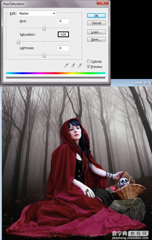 PhotoShop合成制作迷雾森林中的小红帽巫女场景教程38