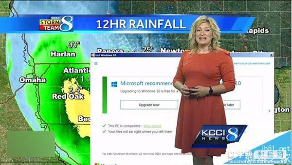 Win10升级提示 抢镜美国天气预报电视直播1