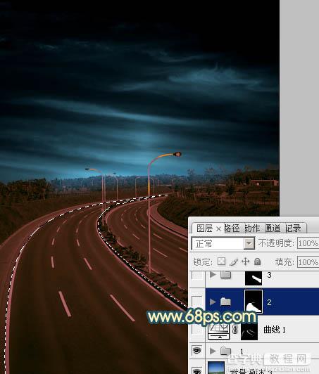 Photoshop为公路图片渲染出漂亮的夜景灯光效果24