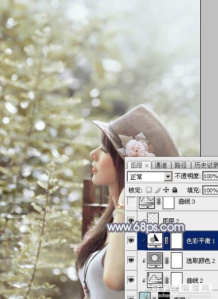 Photoshop将给外景美女图片调制出梦幻的中性淡冷色31