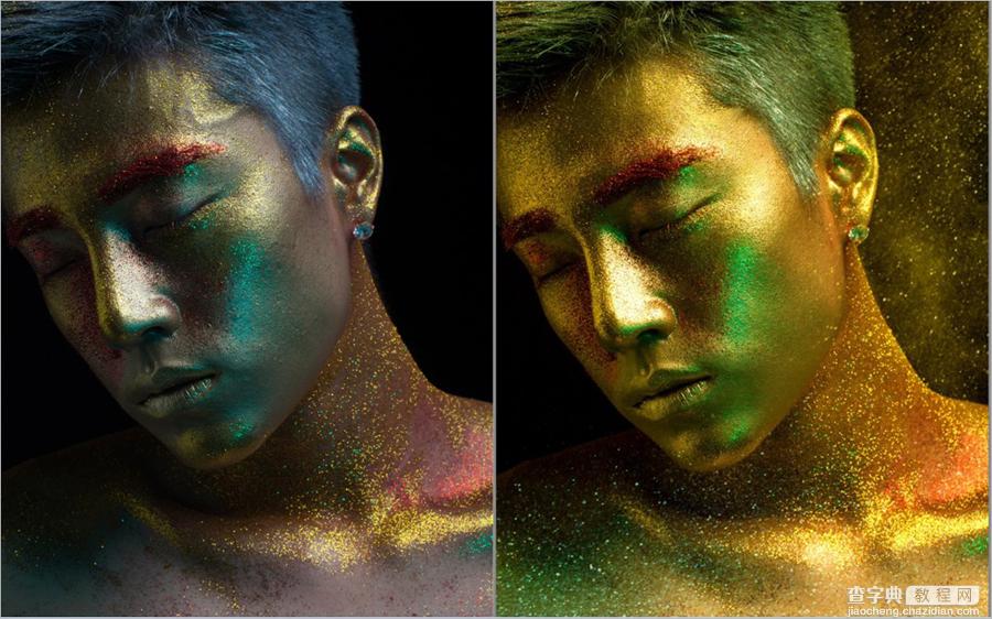 Photoshop为彩妆帅哥图片打造出古铜金属质感皮肤教程1