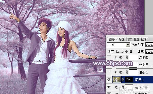 Photoshop将树林婚片调制出唯美浪漫的蓝紫色21