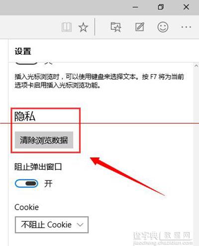 win10斯巴达浏览器清理浏览器缓存删除cookie垃圾文件2