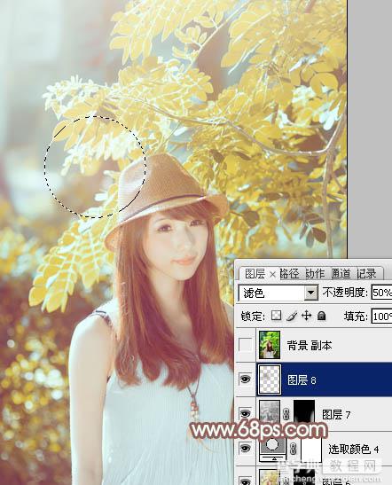 Photoshop将绿树边的美女调制出甜美的小清新淡褐色36