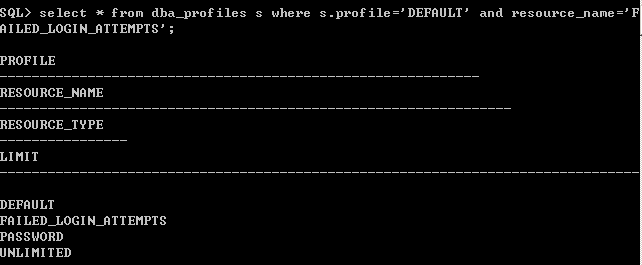 Oracle用户连续登录失败次数限制如何取消3