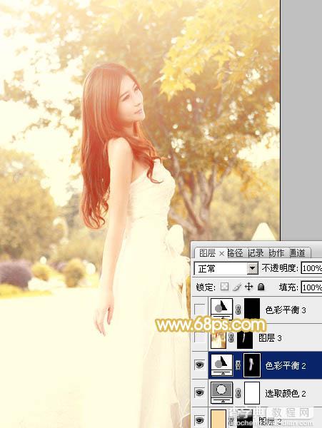 Photoshop将公园美女图片调制出柔美的秋季阳光色22
