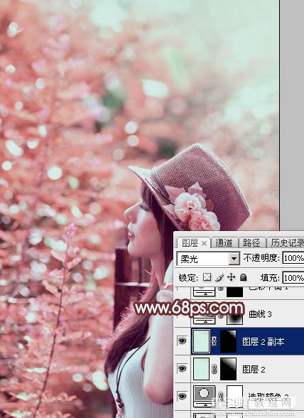 Photoshop打造甜美的粉红色秋季美女效果36