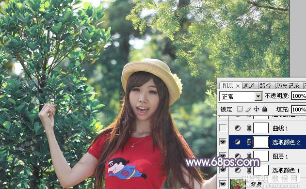 Photoshop将树林人物图片打造唯美的秋季阳光色8