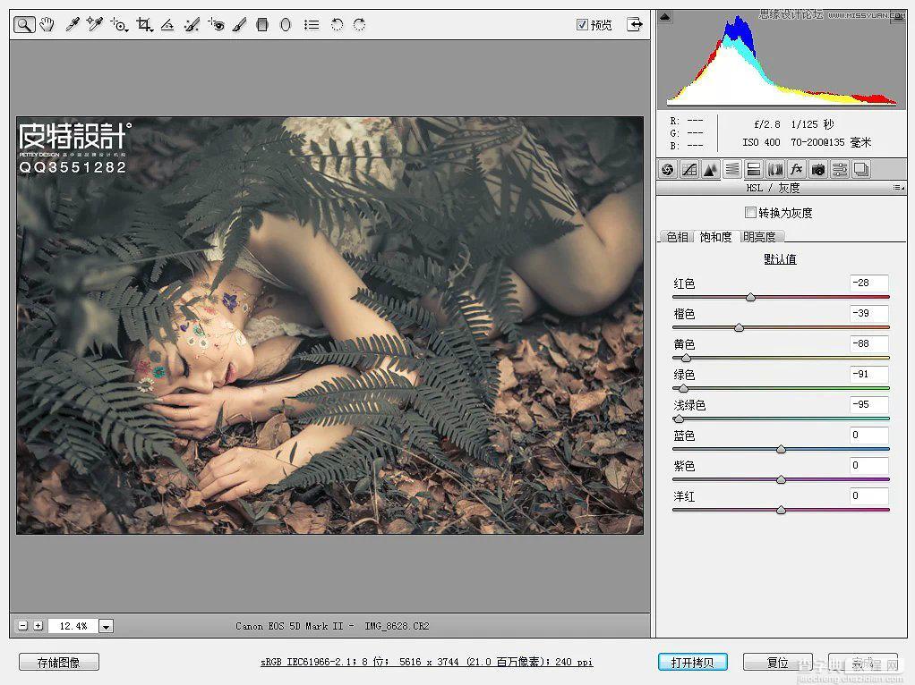 Photoshop调出唯美的中性色森林美女8