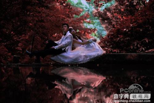 Photoshop将外景婚纱照打造出浪漫的暗红色10