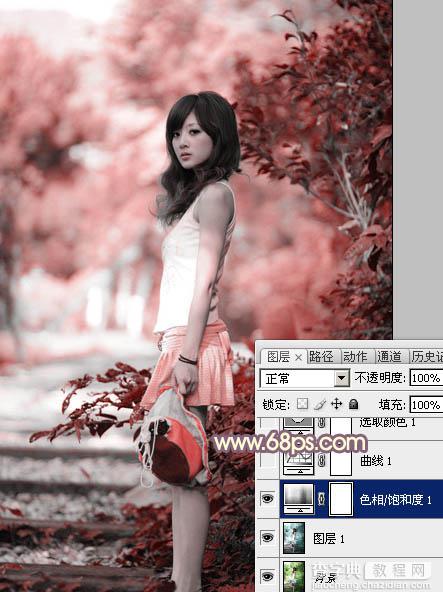 Photoshop将外景人物图片打造出小清新橙红色效果5