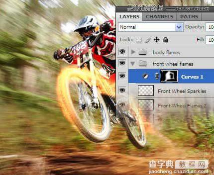 Photoshop制作超酷的火速行驶的动感自行车特性18