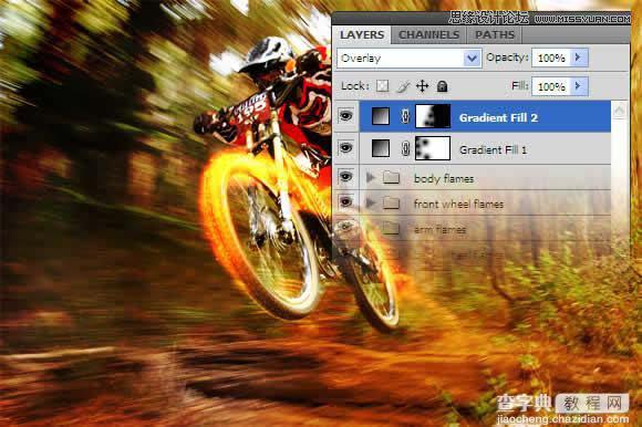 Photoshop制作超酷的火速行驶的动感自行车特性23