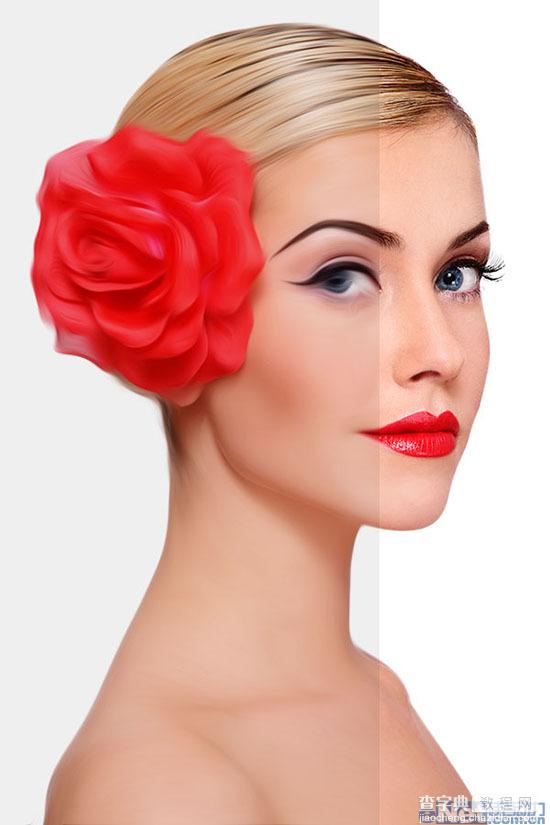 Photoshop CS6使用油画滤镜将美女图片制作成手绘效果2