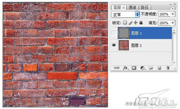 Photoshop制作形象逼真的砖墙效果3