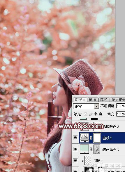 Photoshop打造甜美的粉红色秋季美女效果27