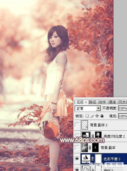Photoshop将外景人物图片打造出小清新橙红色效果35