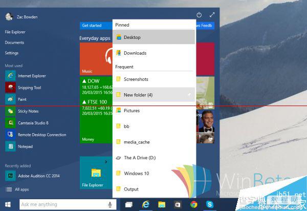 Win10 build 10125 新版Jump Lists设计出炉2