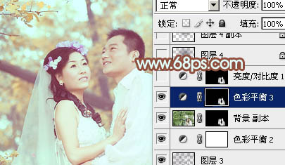 Photoshop将树林婚片增加上清爽的淡橙色效果28