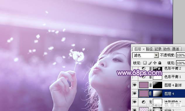 photoshop利用通道替换将外景美女调制出唯美的淡紫色23