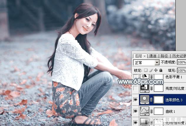 Photoshop将外景美女加上唯美的秋季淡冷色23