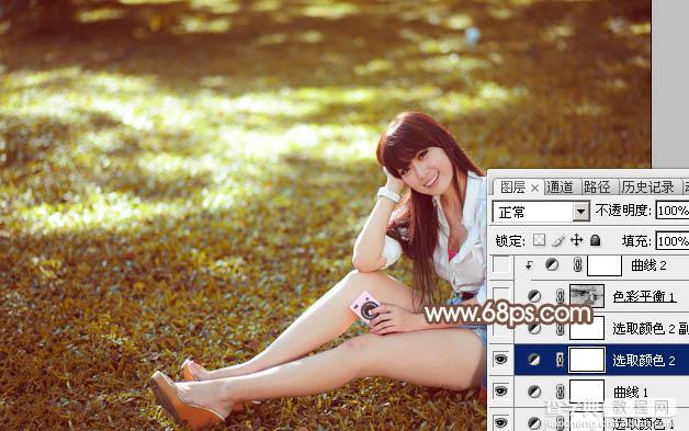 Photoshop为草地上的美女加上唯美的阳光淡褐色14