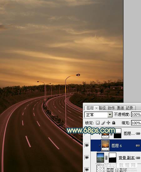 Photoshop为公路图片渲染出漂亮的夜景灯光效果12