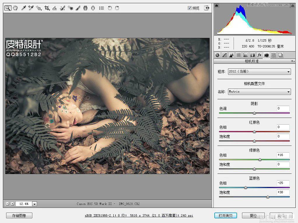 Photoshop调出唯美的中性色森林美女12