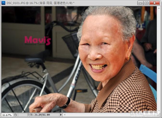 photoshop利用修复画笔快速为老年人脸部去皱纹教程8