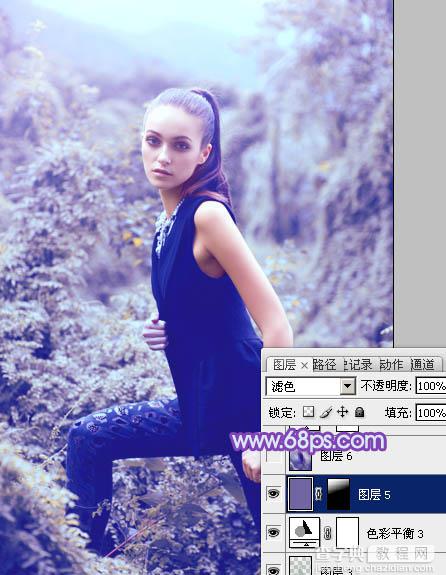 Photoshop为外景人物图片调制出柔美的蓝色效果33