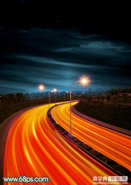 Photoshop为公路图片渲染出漂亮的夜景灯光效果2
