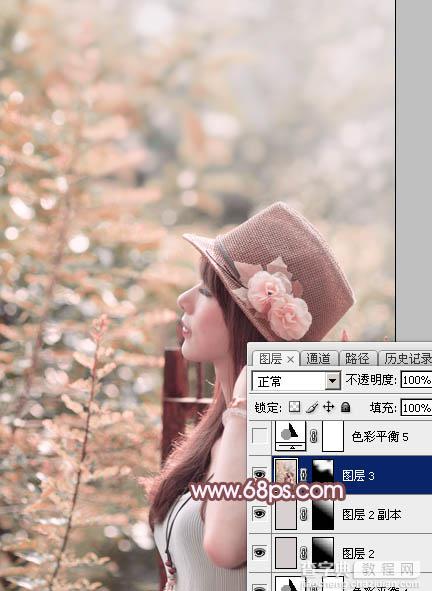 Photoshop将美女图片打造清新的淡红色夏季37