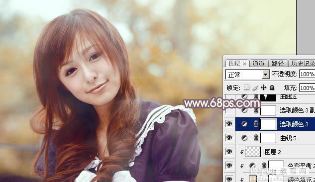 Photoshop为外景美女加上秋季中性暖褐色33