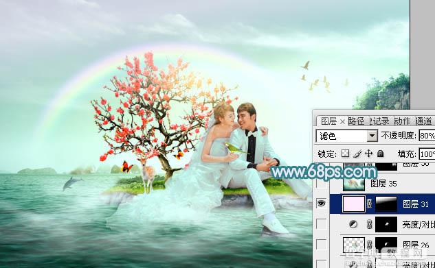 Photoshop打造唯美的彩虹岛婚片教程64