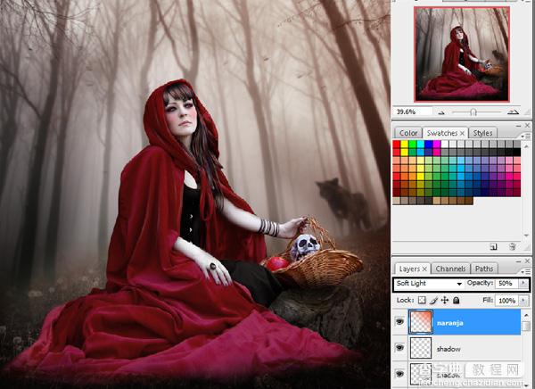 PhotoShop合成制作迷雾森林中的小红帽巫女场景教程65