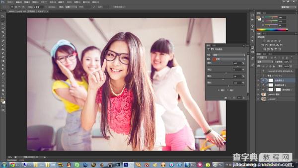 PhotoShop(PS)将宿舍中的女生照片调成淡紫色实例教程11