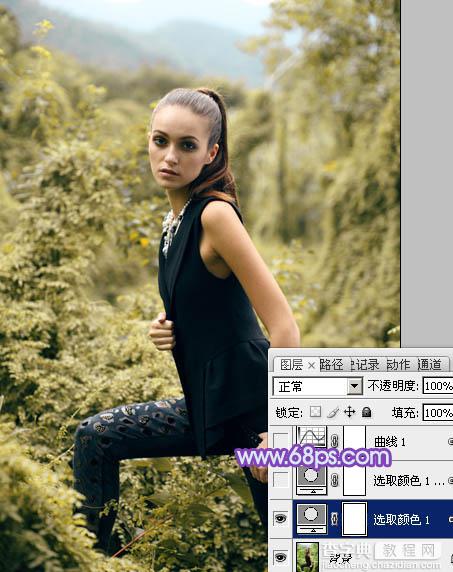 Photoshop为外景人物图片调制出柔美的蓝色效果6