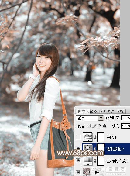 Photoshop为公园中的美女调制出小清新暖褐色14