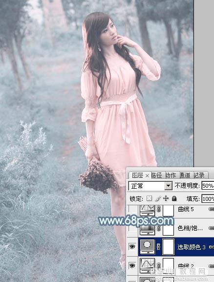 Photoshop将外景美女调制出唯美梦幻的淡青色15