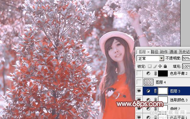 photoshop利用通道替换打造出唯美的淡调紫红色外景人物29