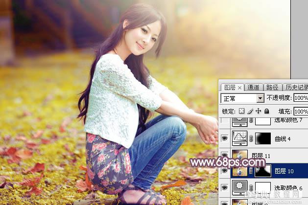 Photoshop为外景美女图片打造甜美的橙色秋季效果35