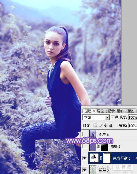 Photoshop为外景人物图片调制出柔美的蓝色效果32
