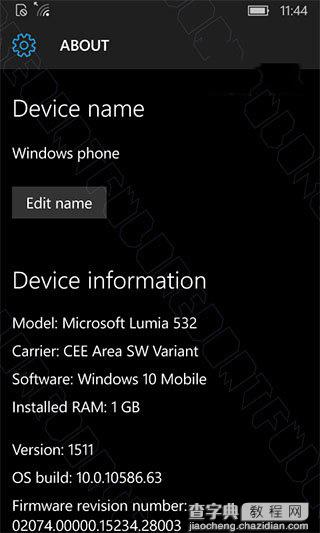 Win10 Mobile 10586.63截图曝光：或为正式推送版本1