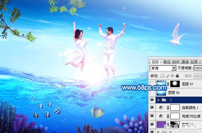 Photoshop打造在海面跳跃的清爽夏季海景婚片39