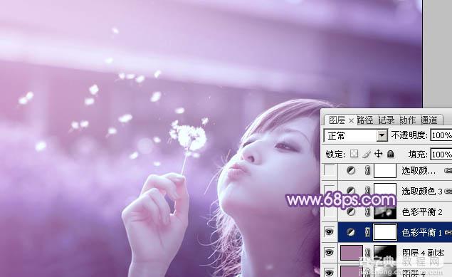 photoshop利用通道替换将外景美女调制出唯美的淡紫色27